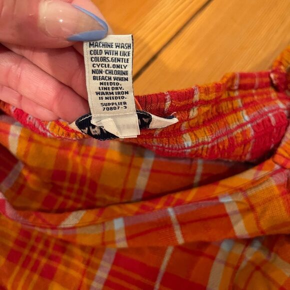 Arizona Jean Co plaid Smocked Crop Top large xl - Picture 11 of 11
